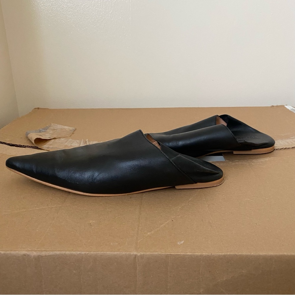 TopShop Black Slip-On Flat Mules | Faux Leather | Women’s EU 38 / US 7.5 - Picture 4 of 11